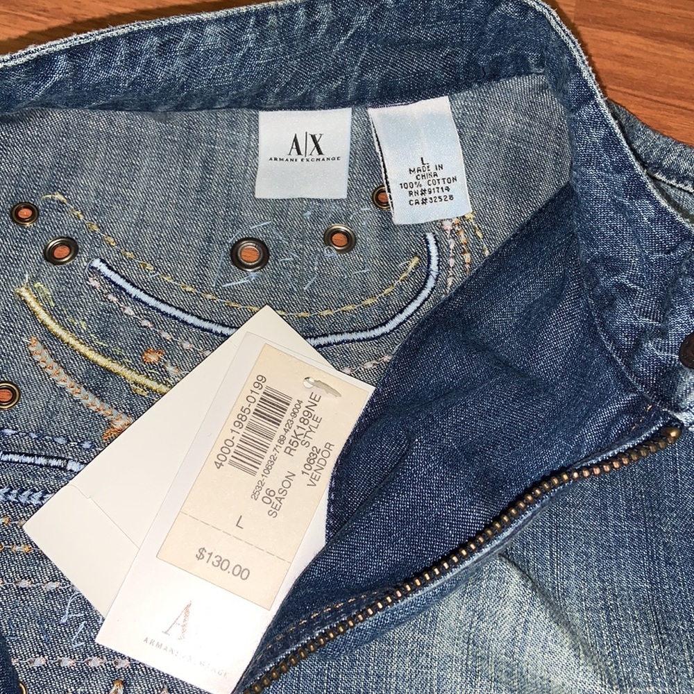 NWT Armani Exchange Denim Jacket with Back Design - Picture 4 of 10